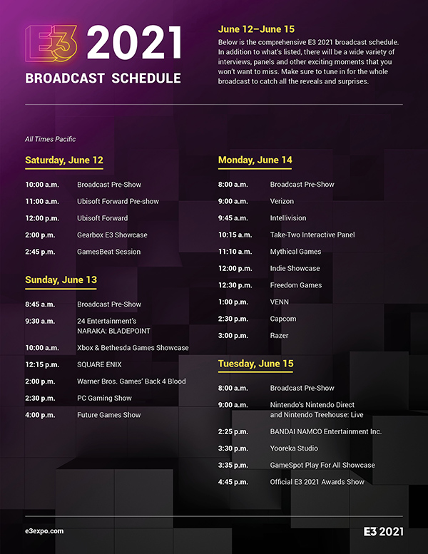 E3 2021 — Schedule
