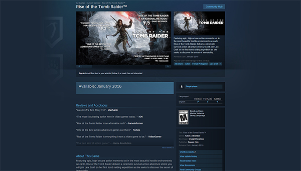 Rise Of The Tomb Raider — PC