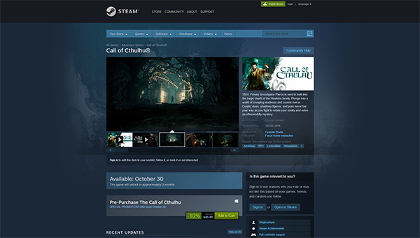 Call Of Cthulhu — Release Date
